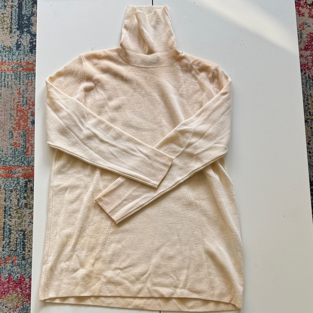 Women's Cream Turtleneck Merino Wool Sweater